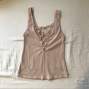 Urban outfitters rose lace up tank
